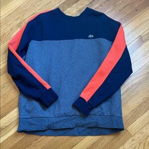 Lacoste Men's Blue and Gray sweatshirt with Orange Accents 3XLT